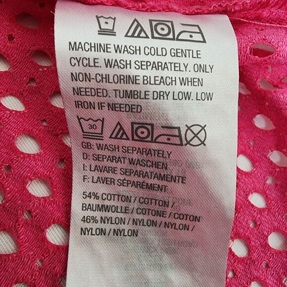 Denim & Co Shirt Womans Size 1X Pink Button Front Eyelet Long Sleeve A288398 - Picture 8 of 9